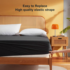 Black Fitted Sheet – Soft Brushed Microfibre, Easy Care, Shrink & Fade Resistant 90x190+30cm