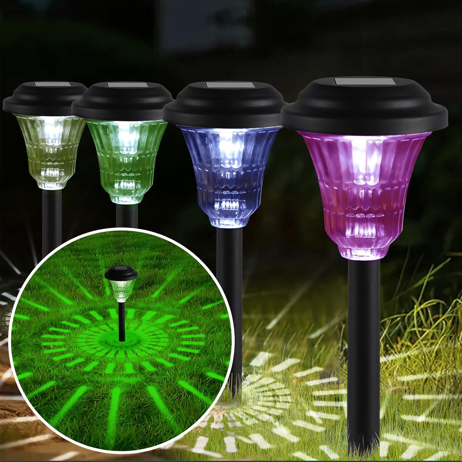 Solar Lights Outdoor Garden, 8 Pack Pathway Lighting Waterproof, Auto On/Off Outside Lights for Garden, Patio, Yard, Walkway, Lawn