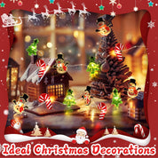 Indoor festive string lights with Christmas characters