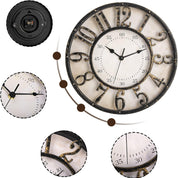 “12'' Retro Wall Clock – Silent Non-Ticking 3D Numerals, Battery Operated Quartz