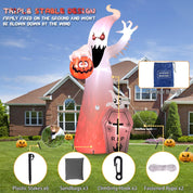 12FT Halloween Inflatable Ghost with RGB Lights & Scary Sound Outdoor