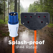 Status 16A Site Plug to 2 Way UK Socket Adapter Cable 20cm
