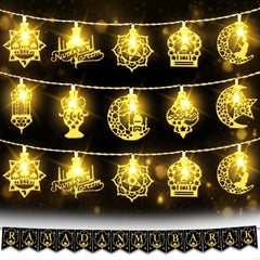 Ramadan Eid String Lights – 3M/9.8Ft with 20 LEDs, Ramadan Mubarak Banner, Ideal for Home Decor and Festivals