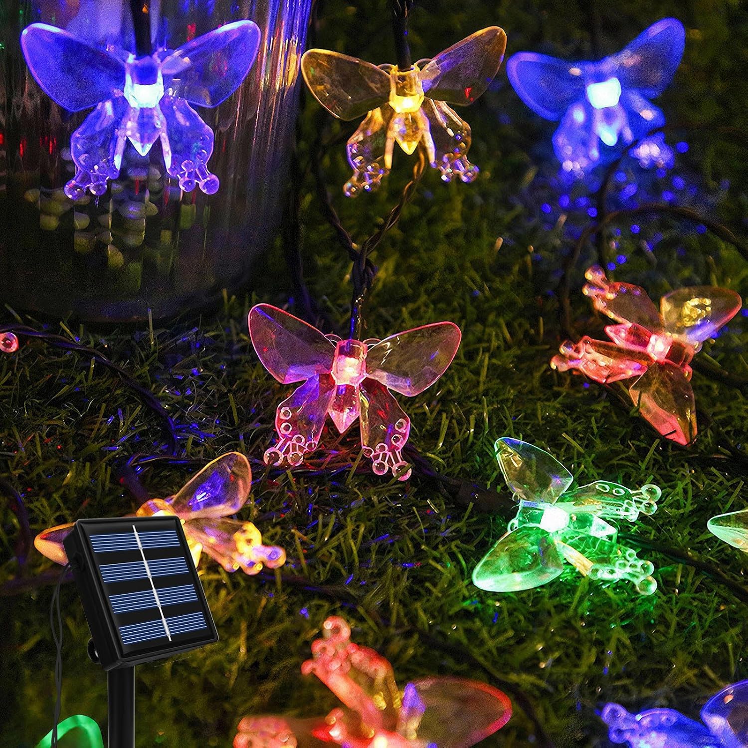 Solar String Lights Outdoor Garden, 5m 20 LED Solar Butterfly Fairy Lights, 8 Modes Solar Powered Butterfly Lights, Waterproof Solar Lights Decoration for Garden Wedding Yard Wall Christmas