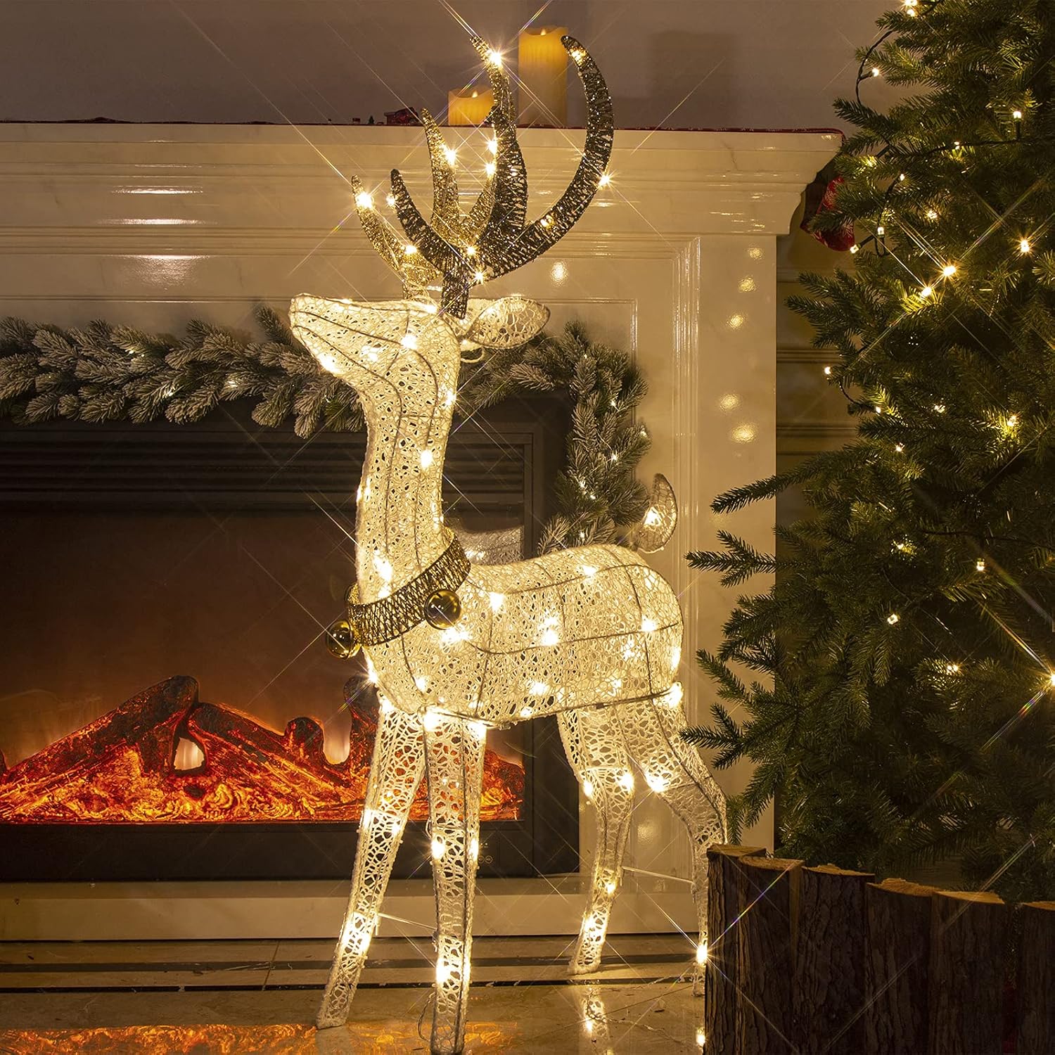 Eambrite 1.2m Light Up Christmas Reindeer Decoration – Warm White LED – Mains Powered