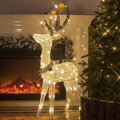 Eambrite 1.2m Light Up Christmas Reindeer Decoration – Warm White LED – Mains Powered