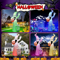 12FT Halloween Inflatable Ghost with RGB Lights & Scary Sound Outdoor