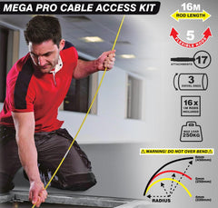 16M Cable Access Rod Kit with 17 Attachments