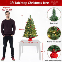 Compact tabletop Christmas tree with glowing LED lights