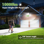 100W LED Floodlight Outdoor 2 Pack 10000LM Security Lights IP65 Waterproof