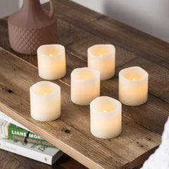 Set of 6 Votive Real Wax Battery Operated LED Tea Light Candles