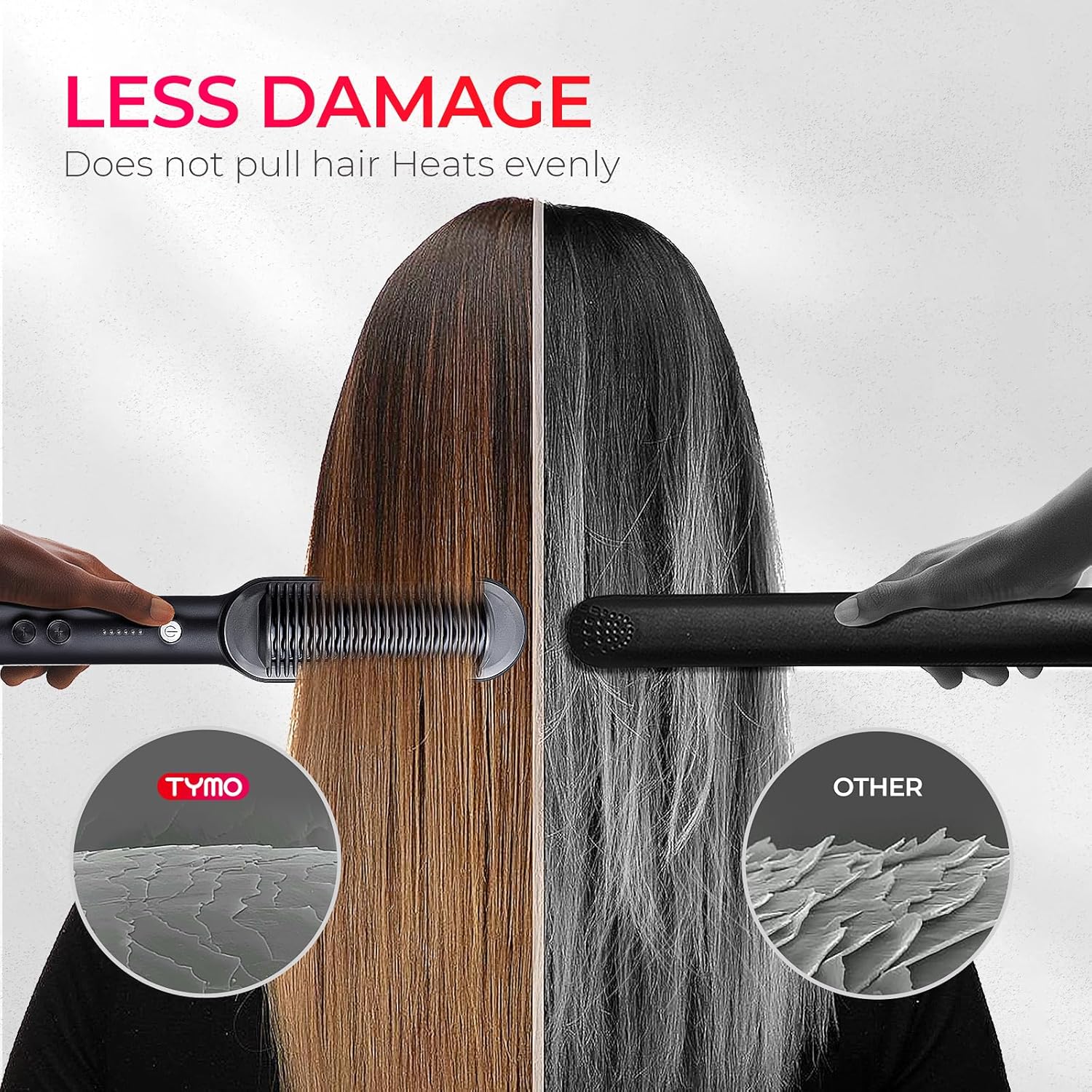Hair Straightener Brush UK 2-in-1 Flat Iron & Hair Brush, Fast Heat, 5 Temps, Black