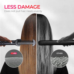 Hair Straightener Brush UK 2-in-1 Flat Iron & Hair Brush, Fast Heat, 5 Temps, Black