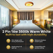 16W 2D Square CFL GR10q 2-Pin Bulb 3500K