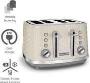 Morphy Richards Vector 4 Slice Toaster 1800W – Cream High Gloss Geometric Design with Variable Width Slots, Defrost, Reheat & Crumb Tray