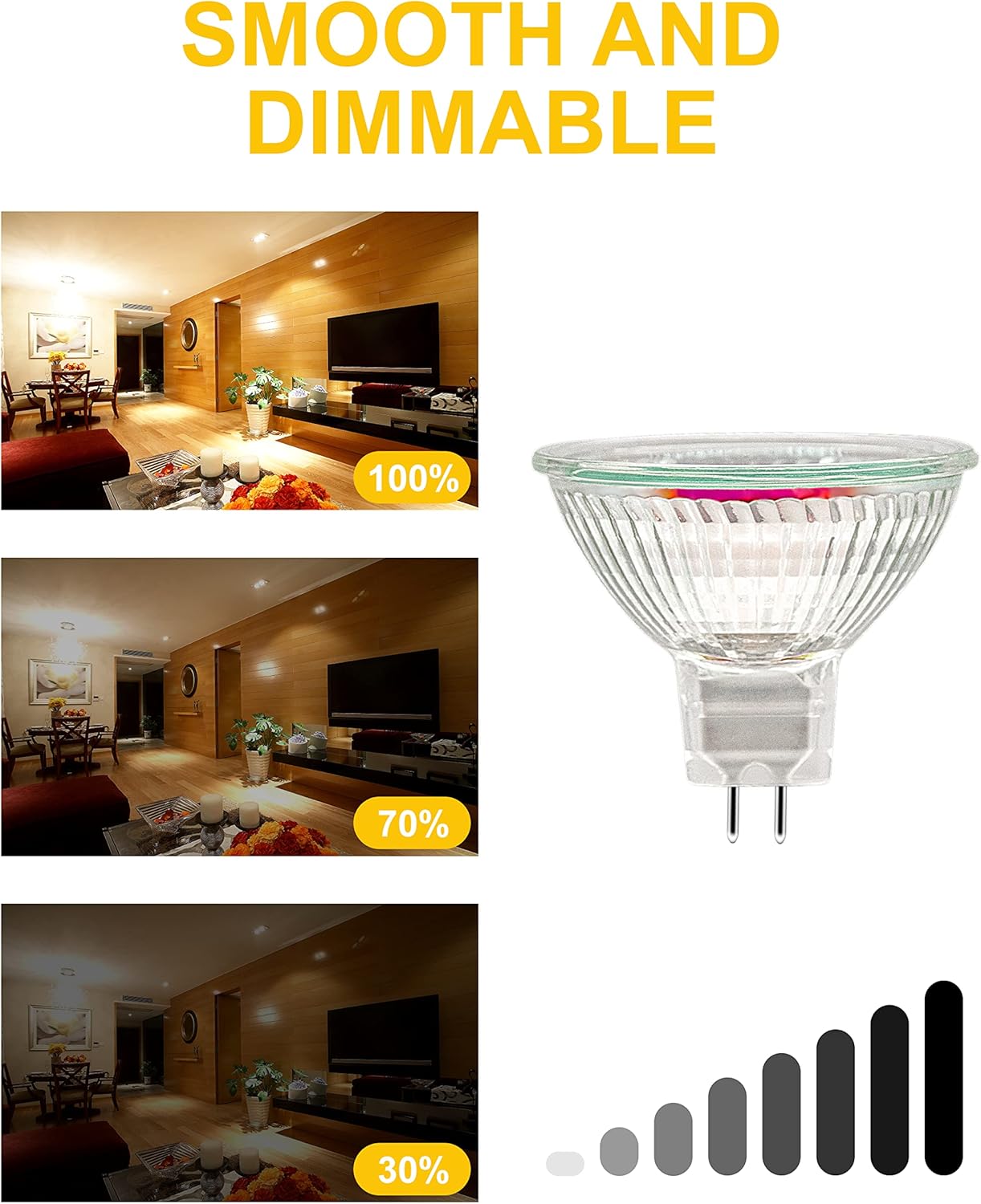 MR16 GU5.3 12V 20W Halogen Spotlight Bulbs 2700K (6 Pack)