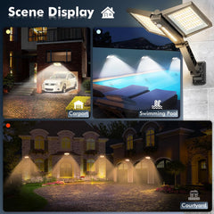 180 LED Solar Security Lights, Motion Sensor, Remote Control, IP65 Waterproof, Dimmable Solar Flood Light for Yard, Garden, Garage