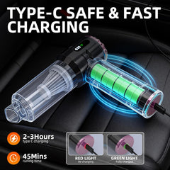 Handheld Vacuum Cleaner 23000Pa Cordless Mini Car & Home Black Purple