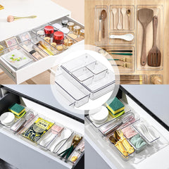 8 Pcs Clear Plastic Drawer Organiser Trays, Versatile Storage Bins for Makeup & Office