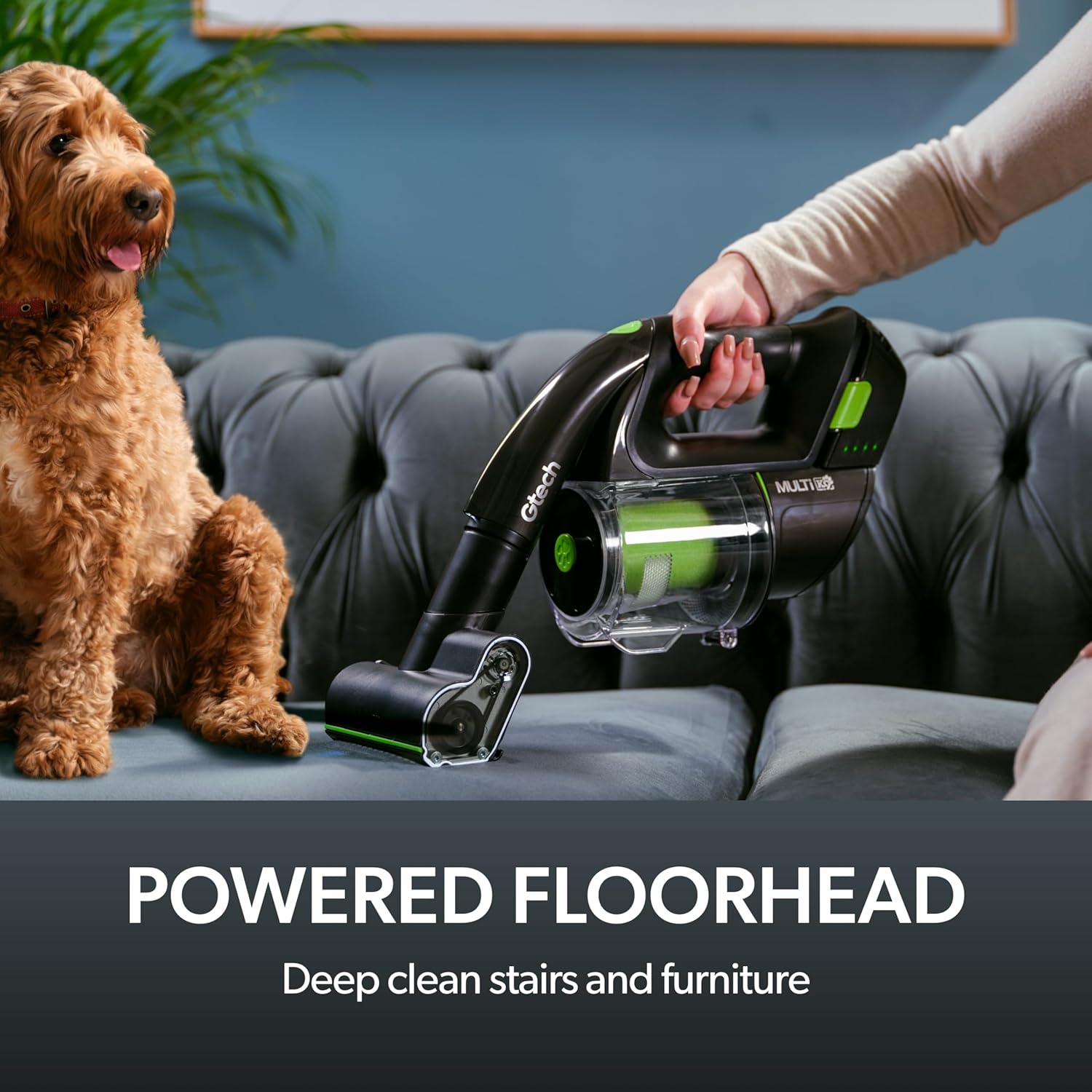Gtech Multi MK2 K9 Cordless Handheld Vacuum Cleaner – 22V Li-ion Battery, Powered Brush Bar, Reinforced Aluminium Design for Pet Hair & Car Cleaning
