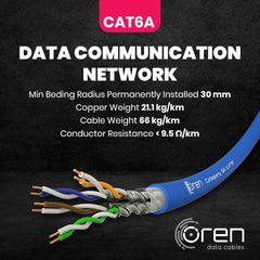 CAT6A Ethernet Cable 50m 23 AWG Pure Copper