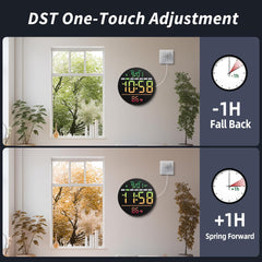 LED Digital Wall Clock with Timer, RGB Display, Temperature, Date & Alarm Function