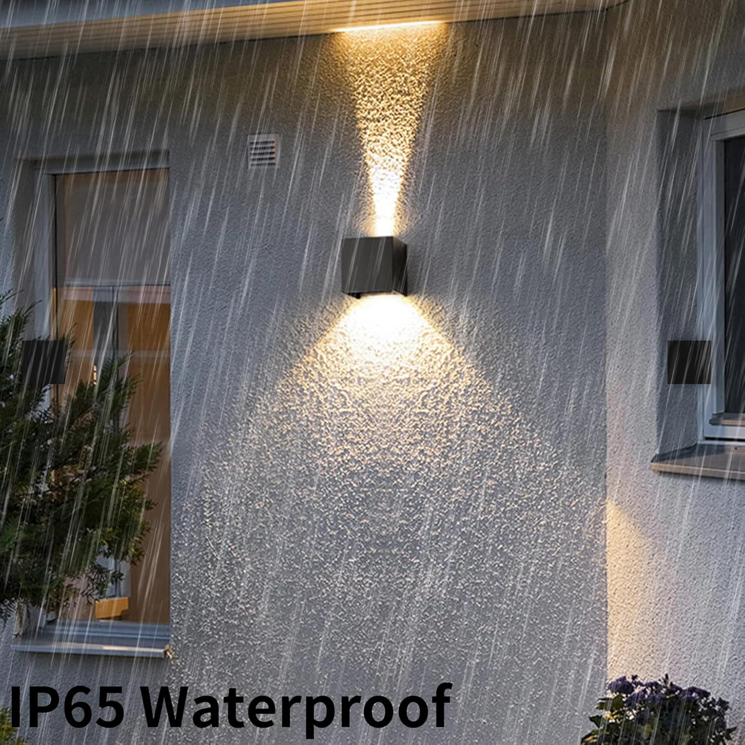 Outdoor Wall Lights with Motion Sensor 2 Pack, 12W Up Down PIR Lights, 3000K Warm White, IP65 Waterproof Black LED Wall Sconce for Front Door