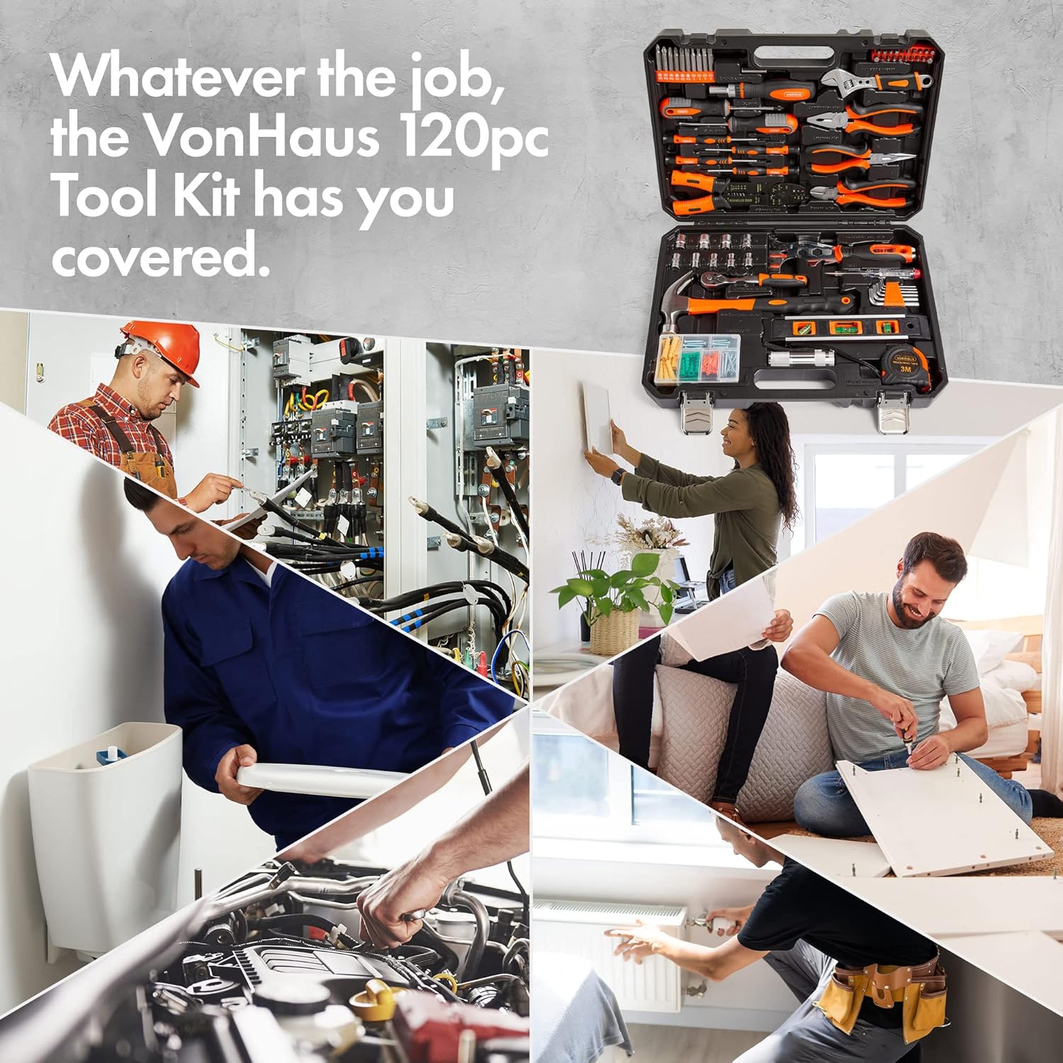 VonHaus 120-Piece Home Tool Kit with Carry Case