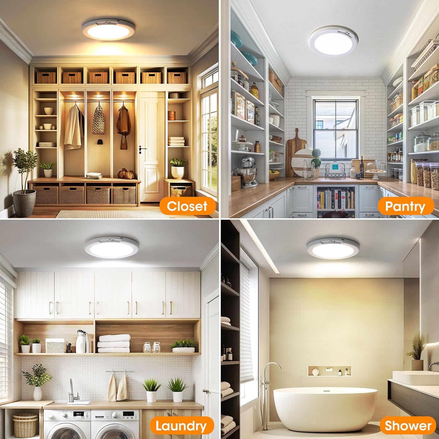 Rechargeable Motion Sensor Light with Remote Control – Magnetic Wireless LED Ceiling & Wall Light, Battery Powered PIR Sensor Lamp for Shed, Loft, Bathroom, Garage & Hallway
