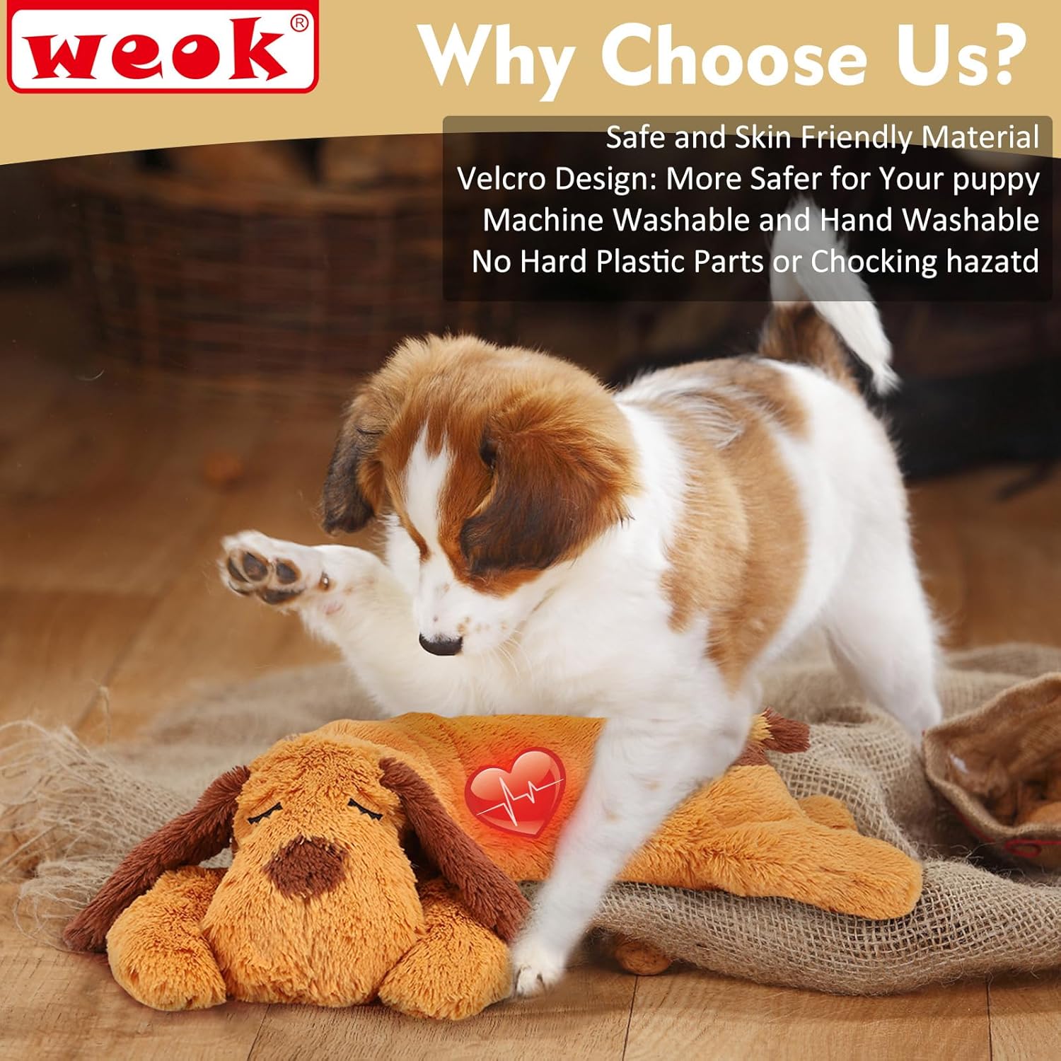 Heartbeat Puppy Toy – Calming Plush Pillow for Dogs & Pets, Anxiety Relief Aid