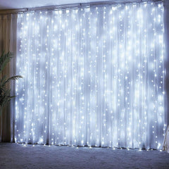 600 LED Curtain Lights – 6m x 3m, Plug-in, 8 Modes, Waterproof Fairy Lights for Gazebo, Wall, Wedding, Xmas, Indoor/Outdoor Decorations (Warm White)