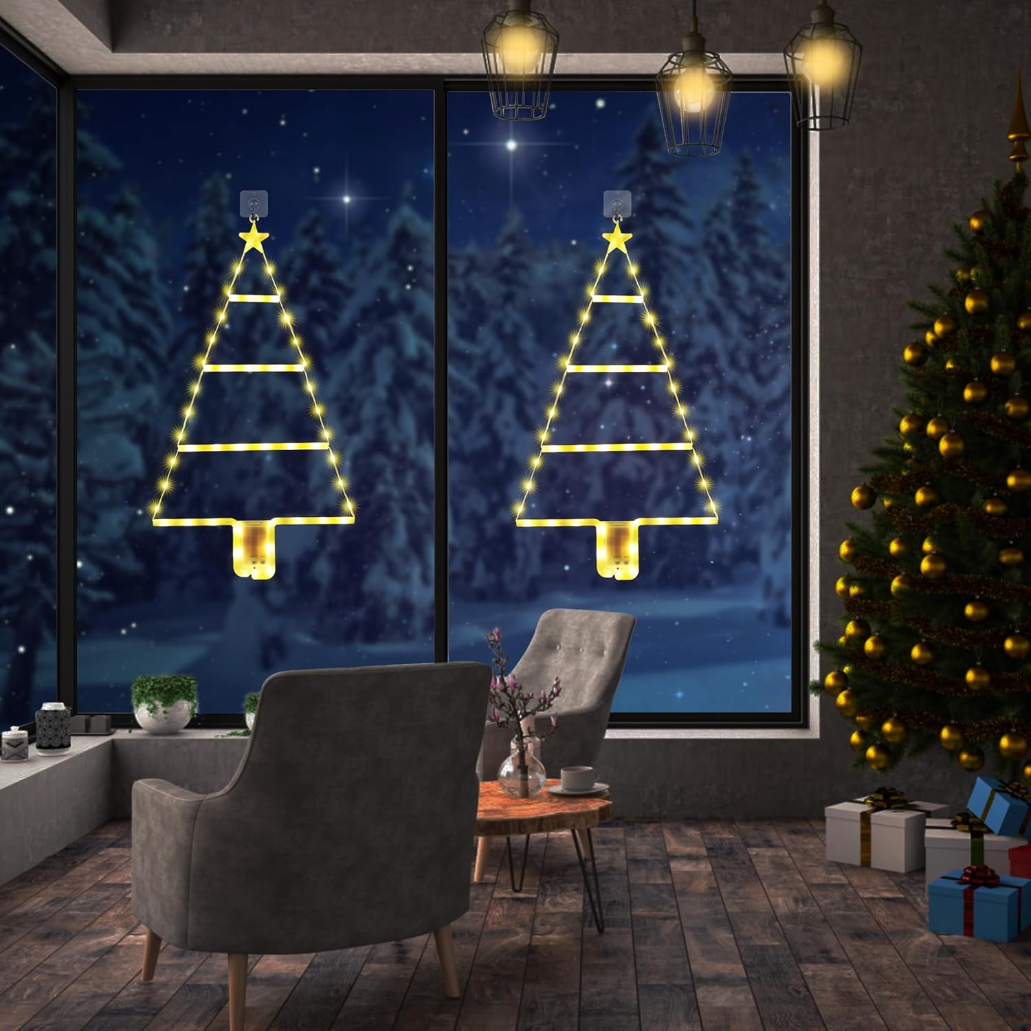Waterproof IP44 battery Christmas lights for porches and windows