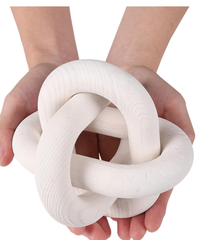 Hand-Carved 3-Link Wooden Chain Decor – Rustic Farmhouse Shelf & Table Ornament