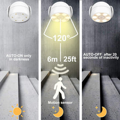 Light fixture with motion sensor features on a concrete wall background
