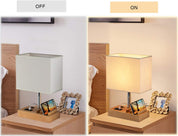 USB Bedside Table Lamp with Charging Station
