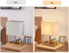 USB Bedside Table Lamp with Charging Station