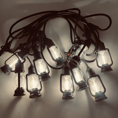 5M Outdoor Festoon Lights - 10 Edison Bulbs, Warm White 3000K, Long Bright Glow