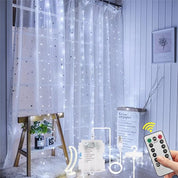 300 LED Cold White Curtain Fairy Lights with Remote