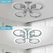 Modern 4-Ring LED Ceiling Light, Chrome, 6500K Daylight