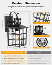 Outdoor Wall Lantern with Motion Sensor, Dusk-to-Dawn Black