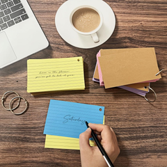 300 PCS Flash Cards 5x3 Inch with 6 Rings – Kraft Paper Revision Note Cards