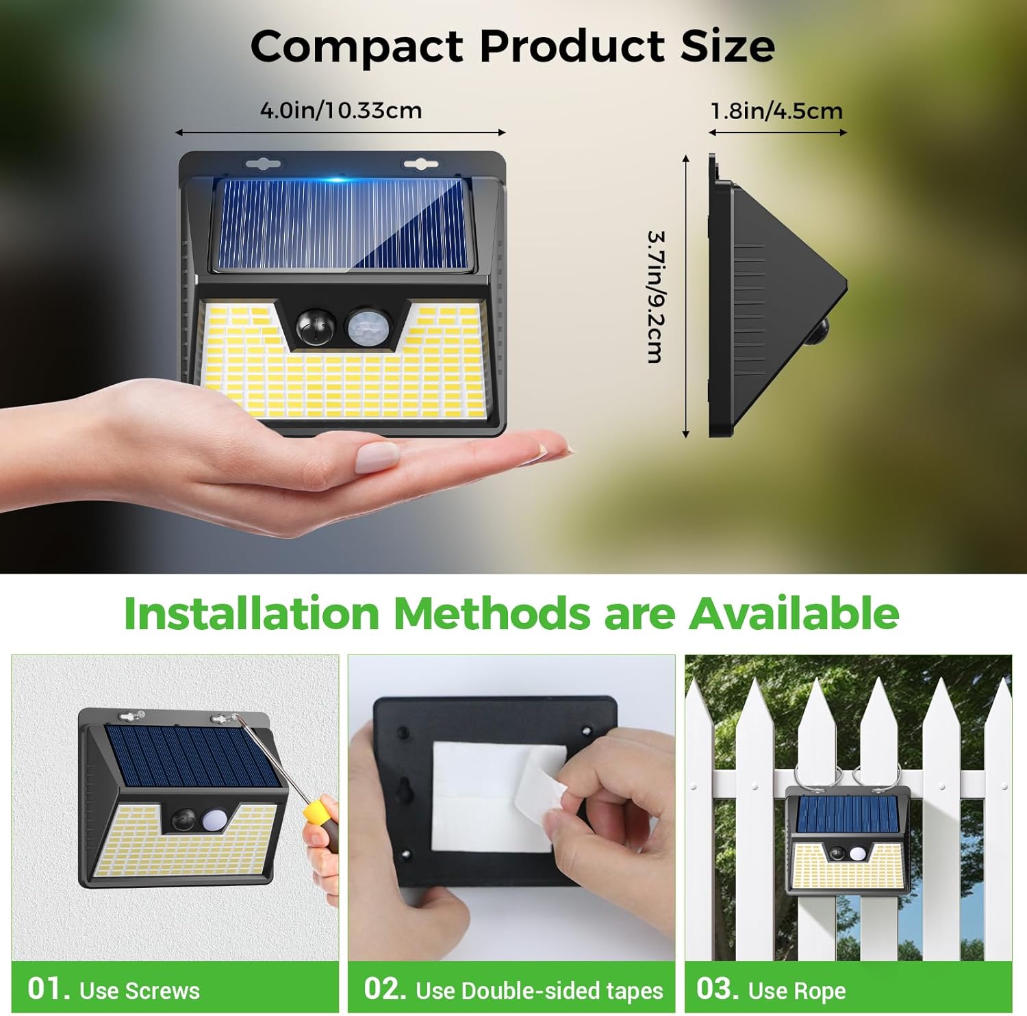 Outdoor Solar Security Lights with Motion Detection – Waterproof, 3 Adjustable Modes for Garden & Fence