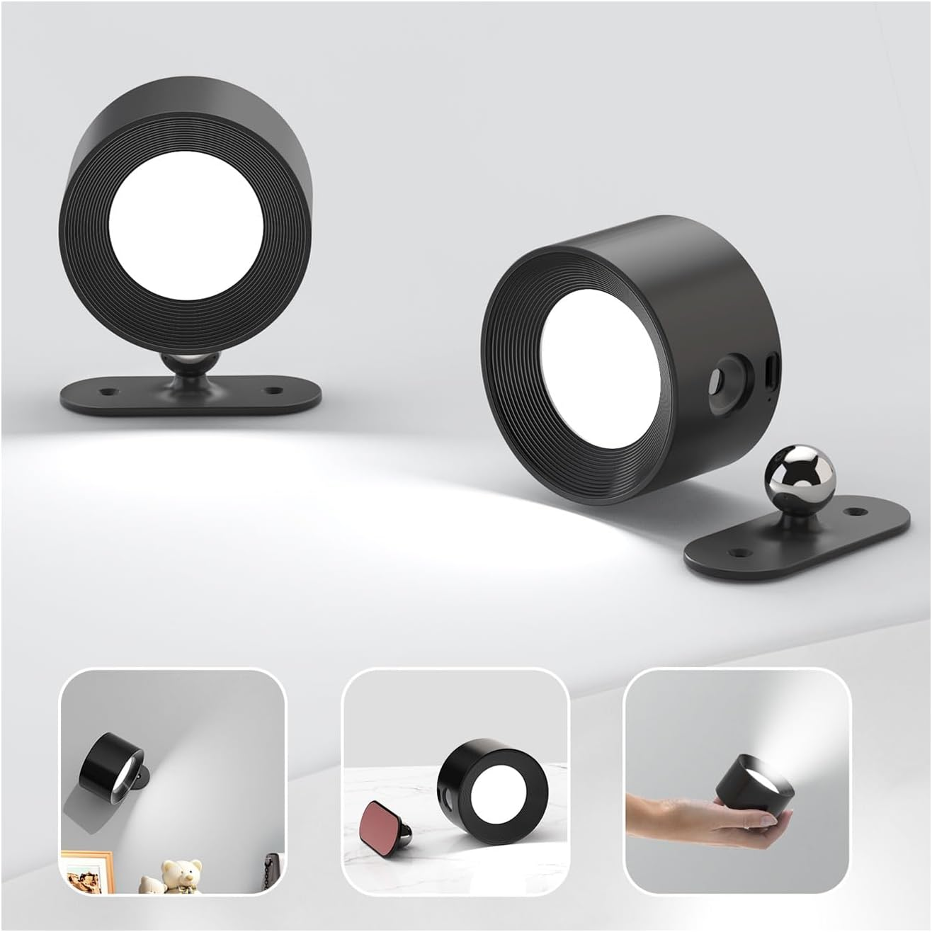 2 Pack Wall Spotlights with 3 Color Modes