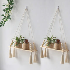 Macrame Hanging Shelves Set of 2 Boho Décor