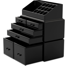 Makeup Organizer Box 3-Piece Set with 6 Stackable Cosmetic Drawers