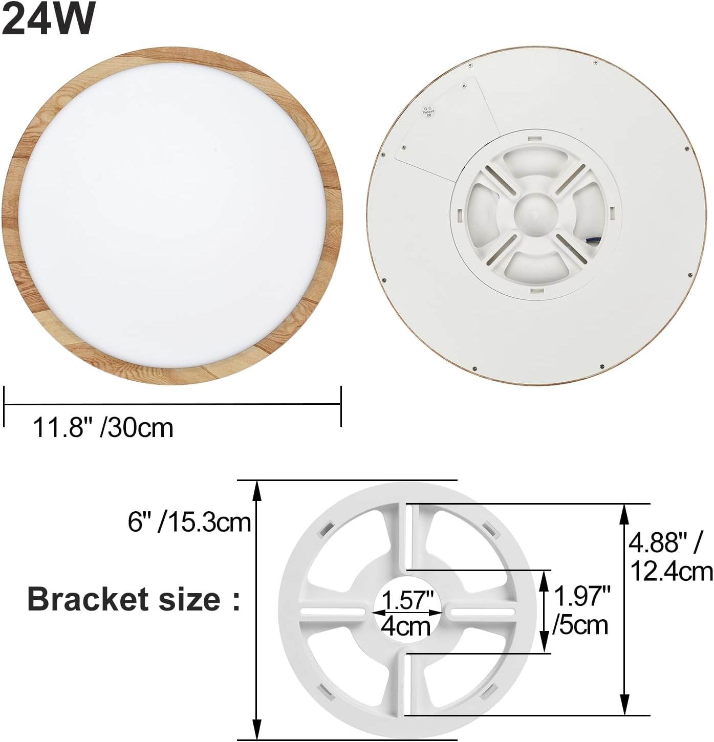 LED Ceiling Light, 12W Wood Grain Flat Small Round Nordic Flush Ceiling Light for Bedroom Living Room Kitchen Bathroom Lights