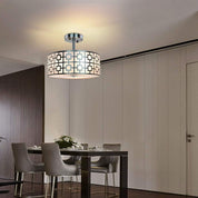 Modern Silver Drum Ceiling Light – 3-Bulb Semi Flush Mount Fixture