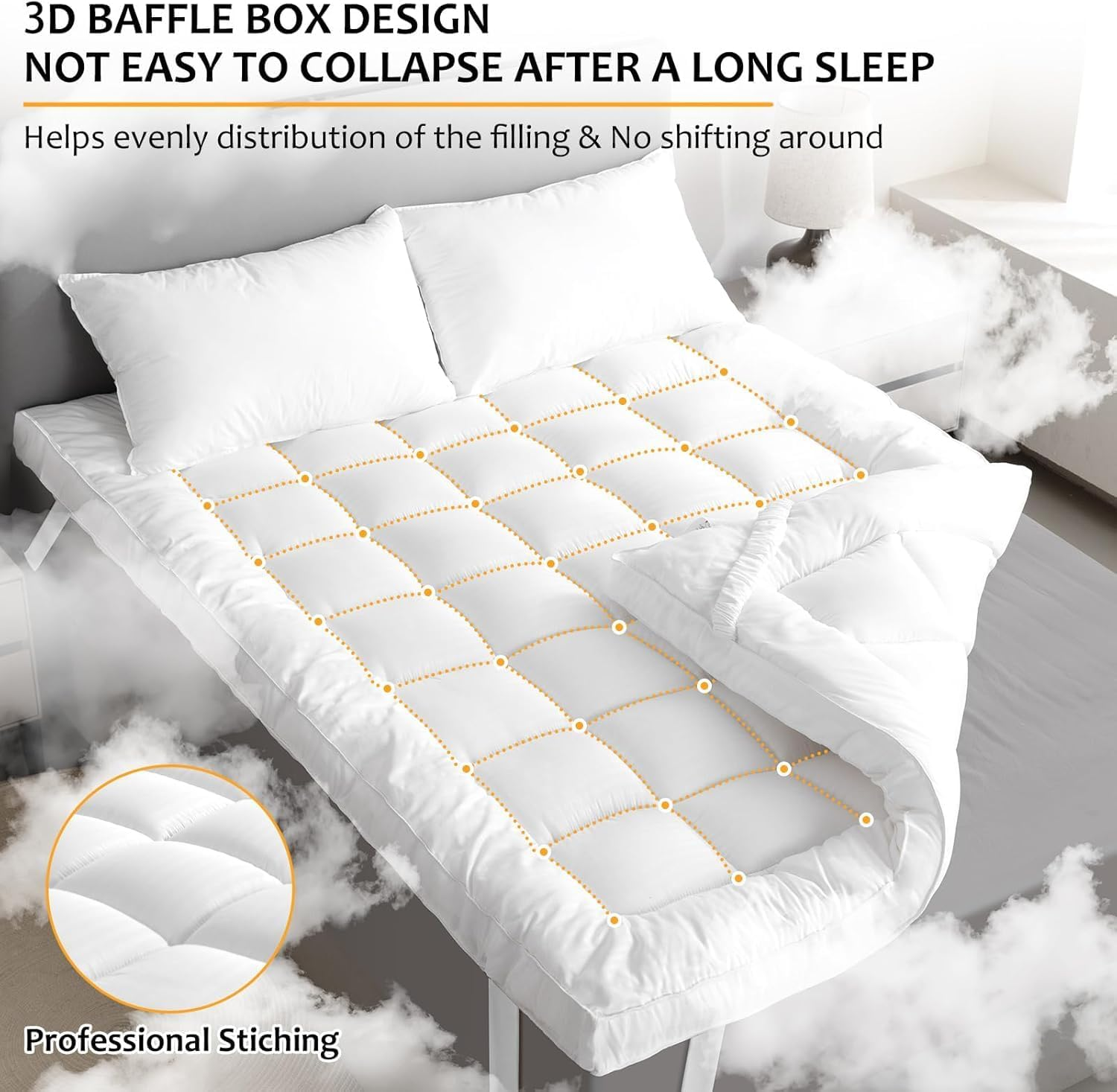 Extra Thick 10cm Mattress Topper Double Bed – Soft, Breathable & Hypoallergenic