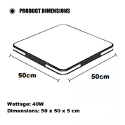 36W Dimmable LED Ceiling Light, 50CM Modern Square LED Ceiling Lamp with Switch Control, 3 Color Temperature Adjustments, Ceiling Lighting Fixture for Bedrooms