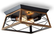 Vintage 4-Light Black Rustic Semi-Flush Ceiling Chandelier